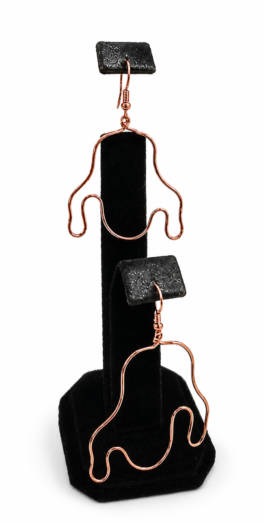 Emerging Echo handcrafted copper wire dangle earrings with flowing sculptural forms