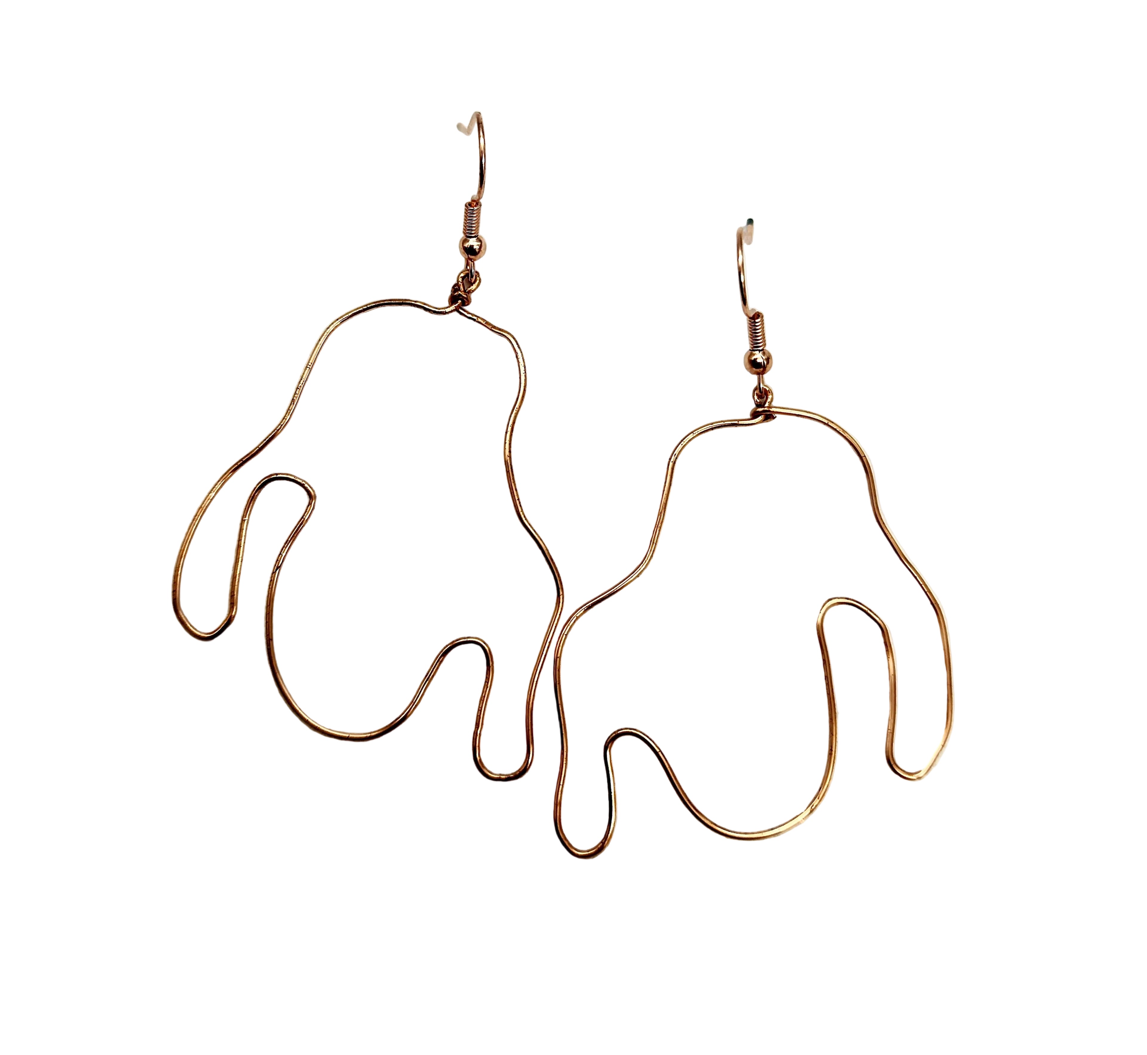 Emerging Echo handcrafted copper wire dangle earrings with flowing sculptural forms