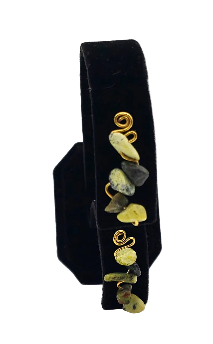 Grass Turquoise Vine Earrings handcrafted in natural brass, with sculptural wirework designed to wear as an ear climber or elegant dangle.