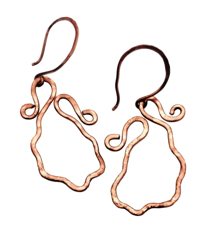 Wavy Antiqued Copper Earrings, handcrafted with an organic sculptural design and warm antiqued finish.